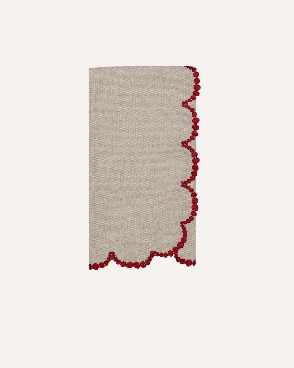 Luna Napkin, Beige with Burgundy