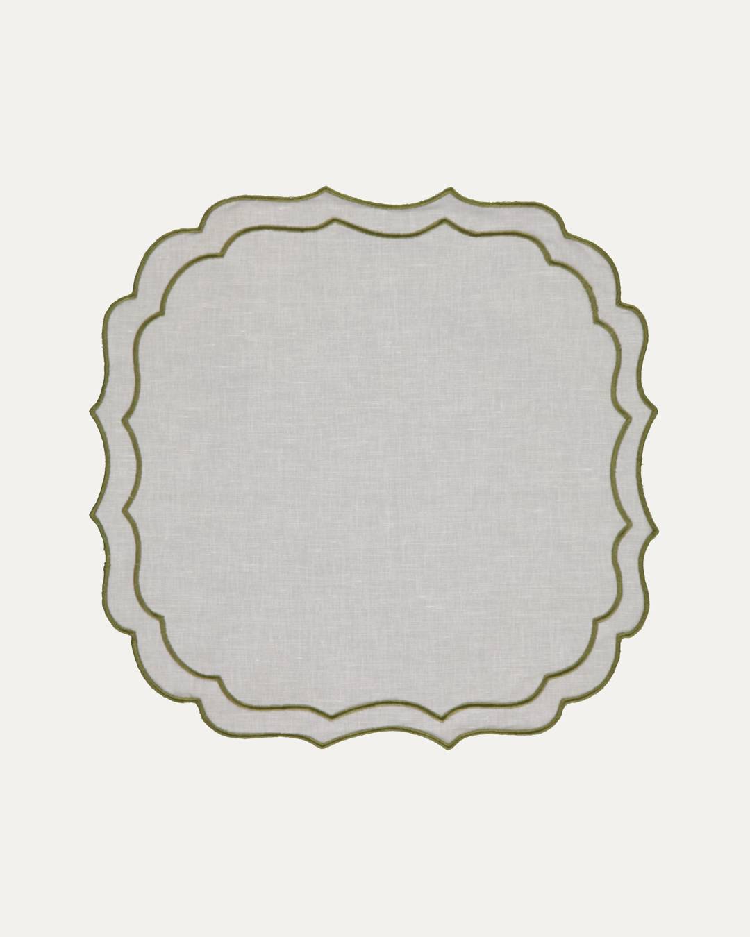 Greta Placemat, White with Green