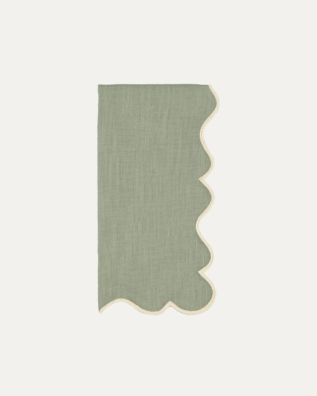 Ondulado Napkin, Green with Ecru