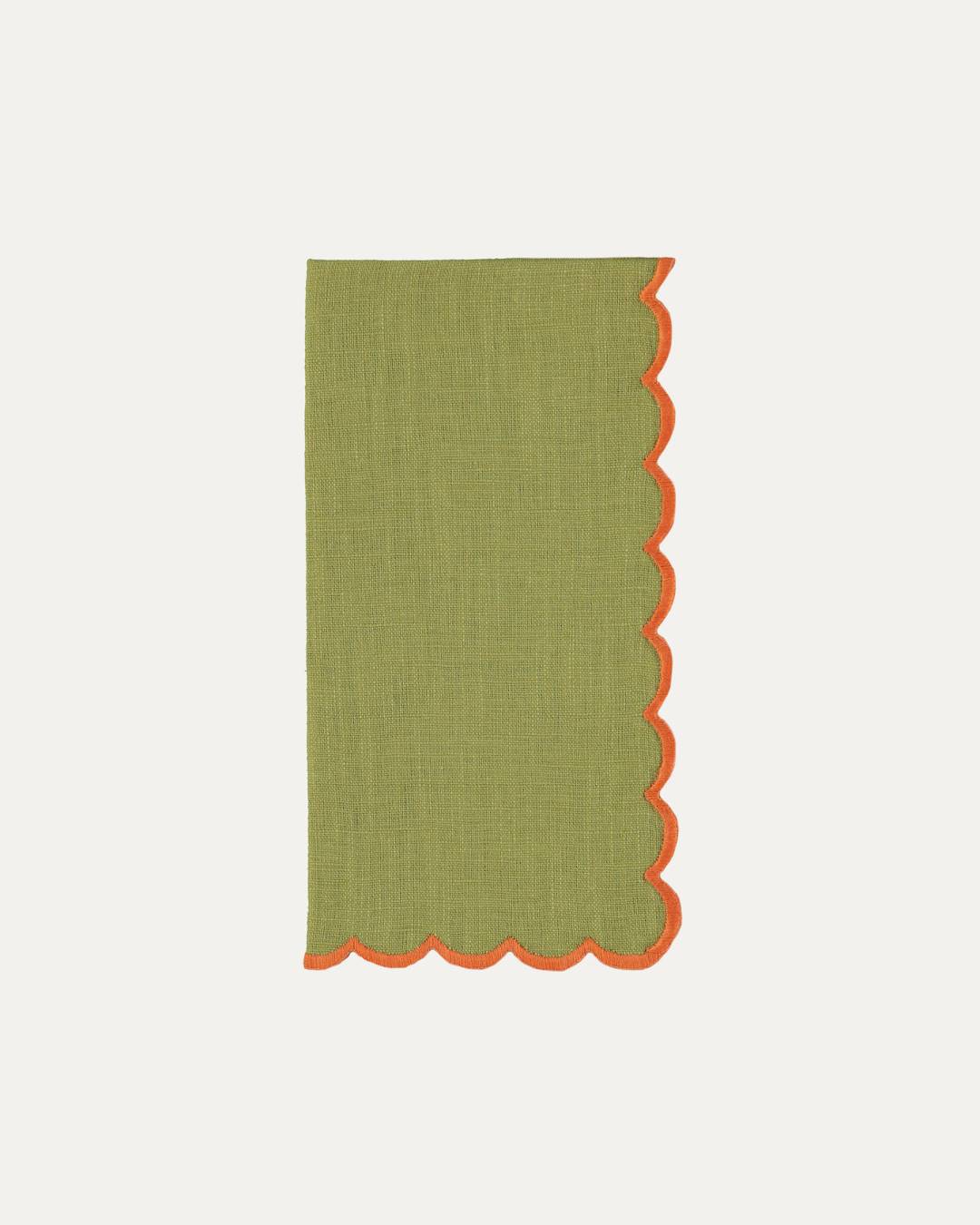 Aurora Napkin, Green with Orange