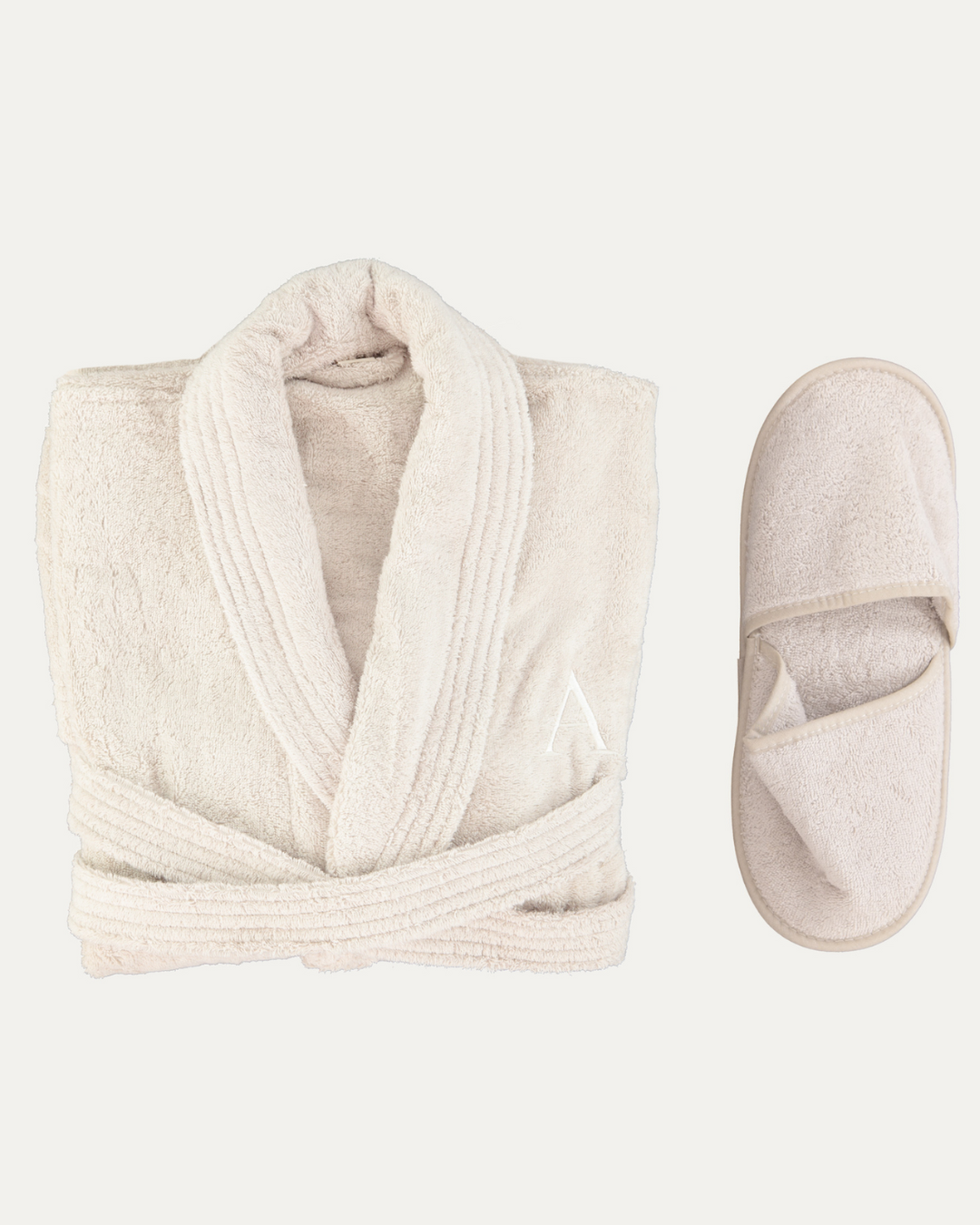 Comfort Set - Personalized Beige Terry Robe and Slippers
