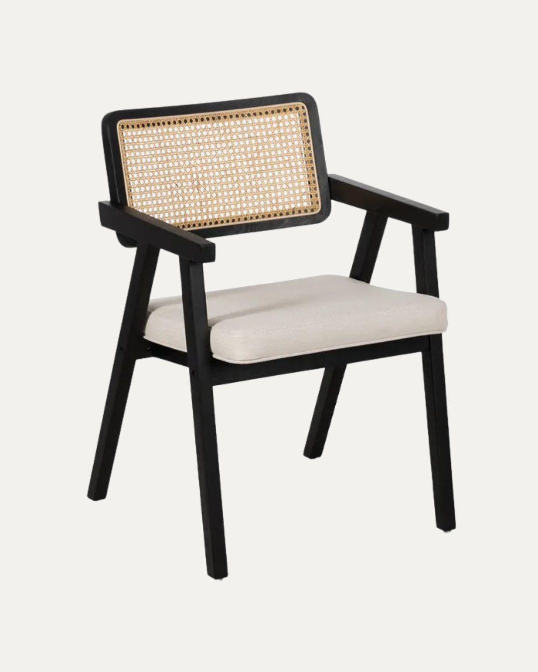 Troia Armchair with Backrest in Black Rattan