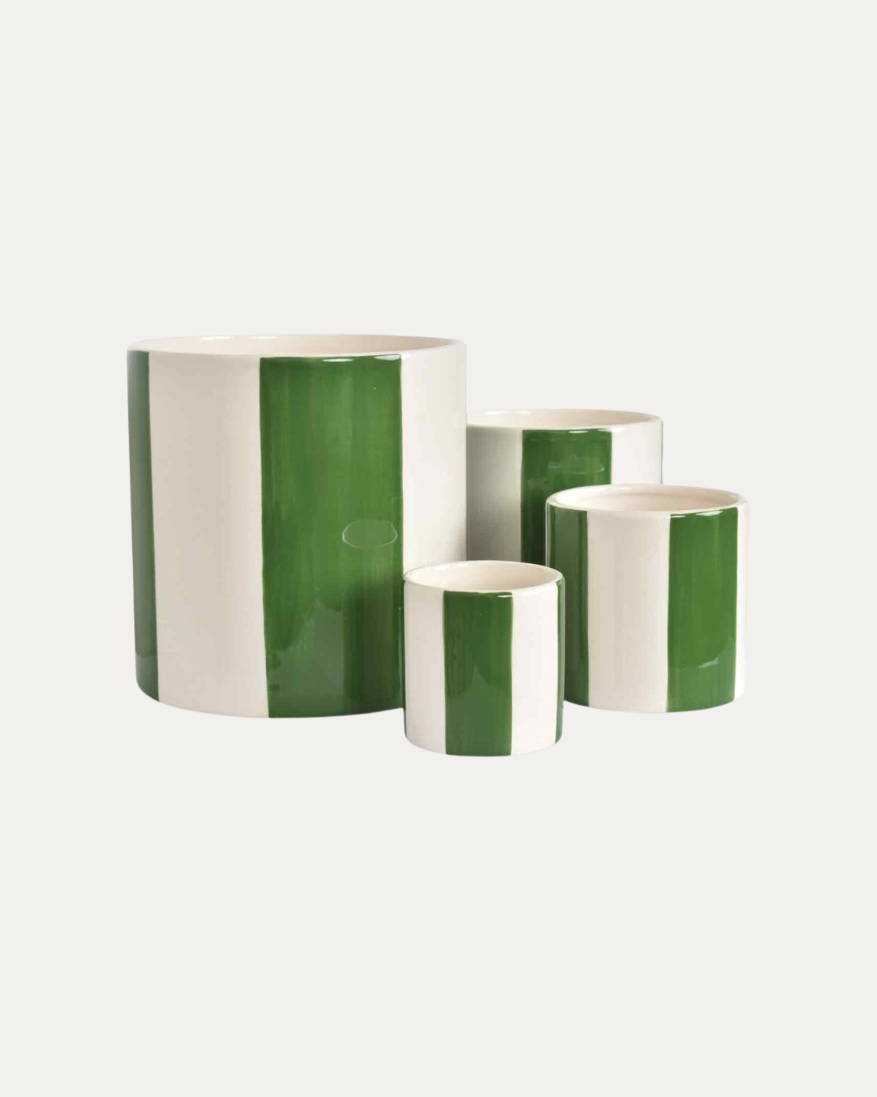 Green and White Striped Vase