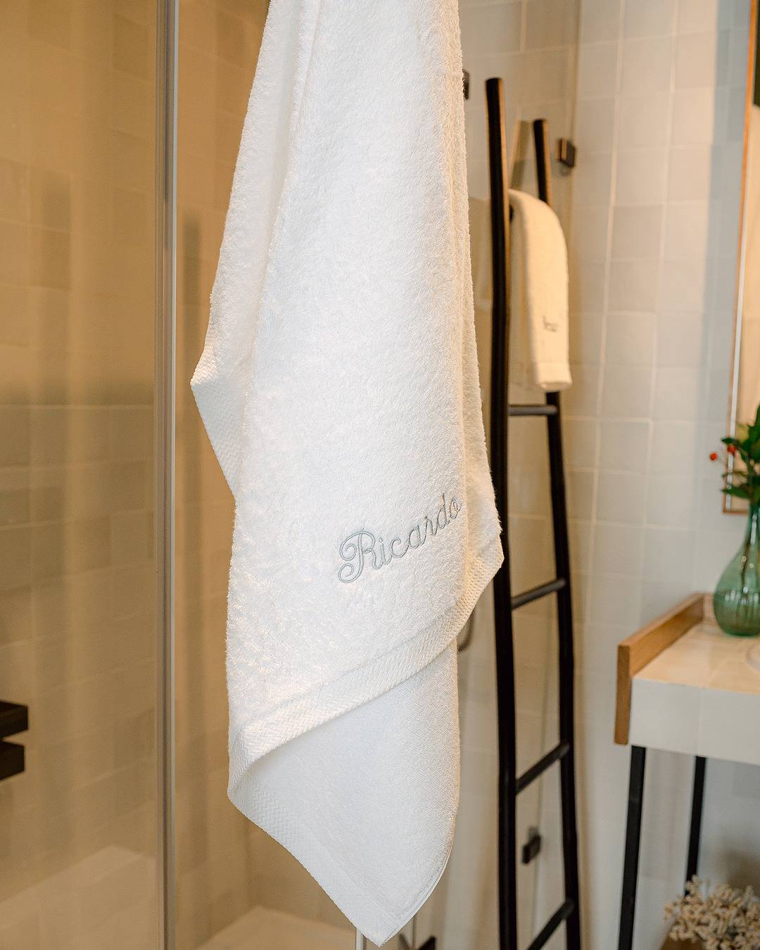 White Personalized Bath Towel 