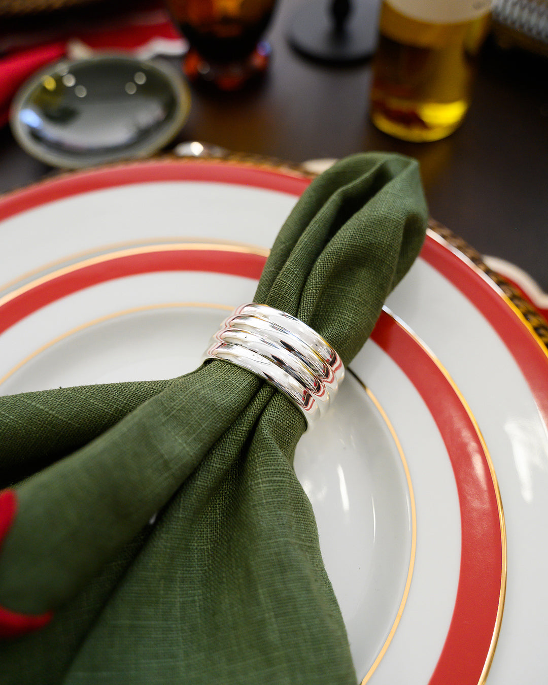 Silver Striped Napkin Ring