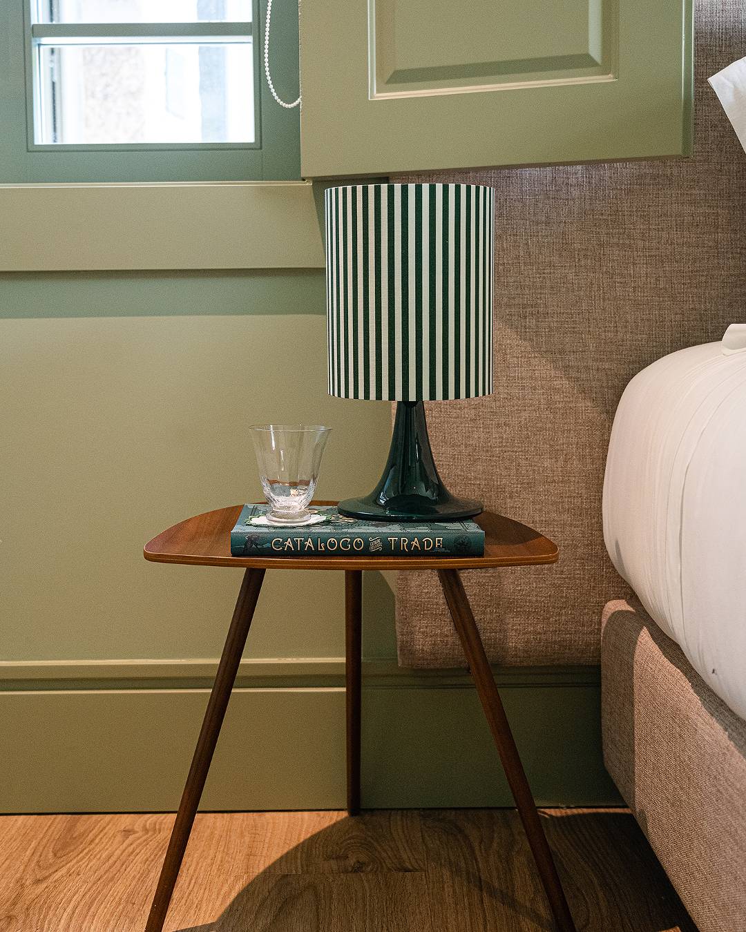 Burano Table Lamp, Green with Green Stripes