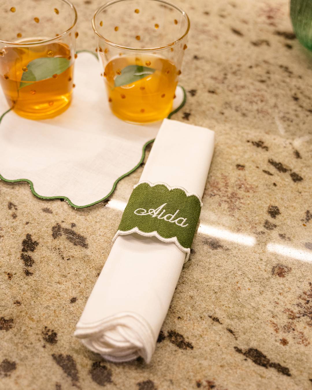 Personalized Green Linen Napkin Ring